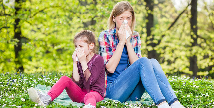 Hay fever mother and child